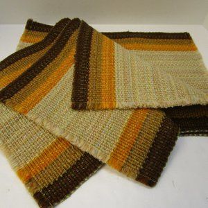 Woven Placemat Set of 4 Autumn Fall Table Mats Brown Orange Beige Fringed